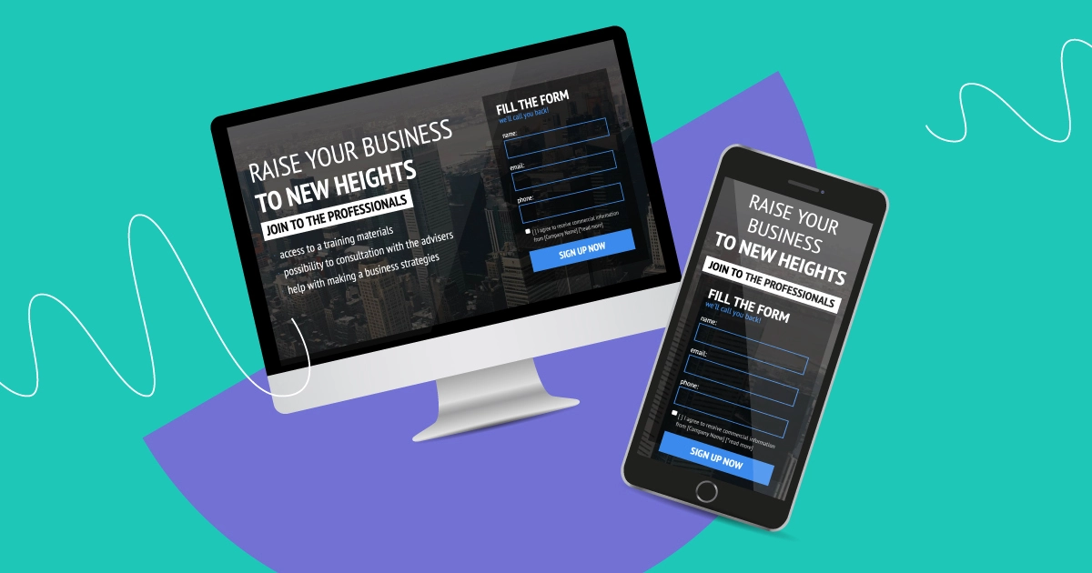 lead generation in recruitment - cover image with landing pages mobile and desktop view