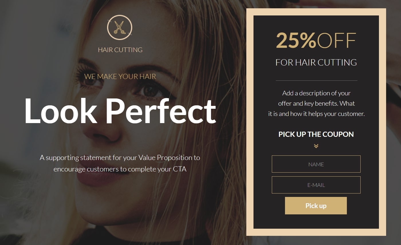 Beauty coupon landing page