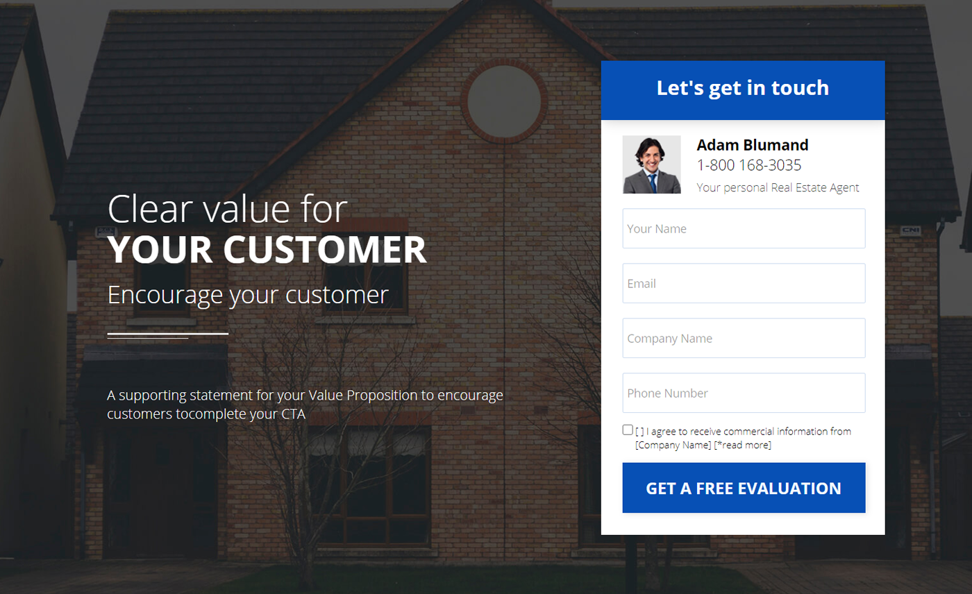 An example of an insurance landing page