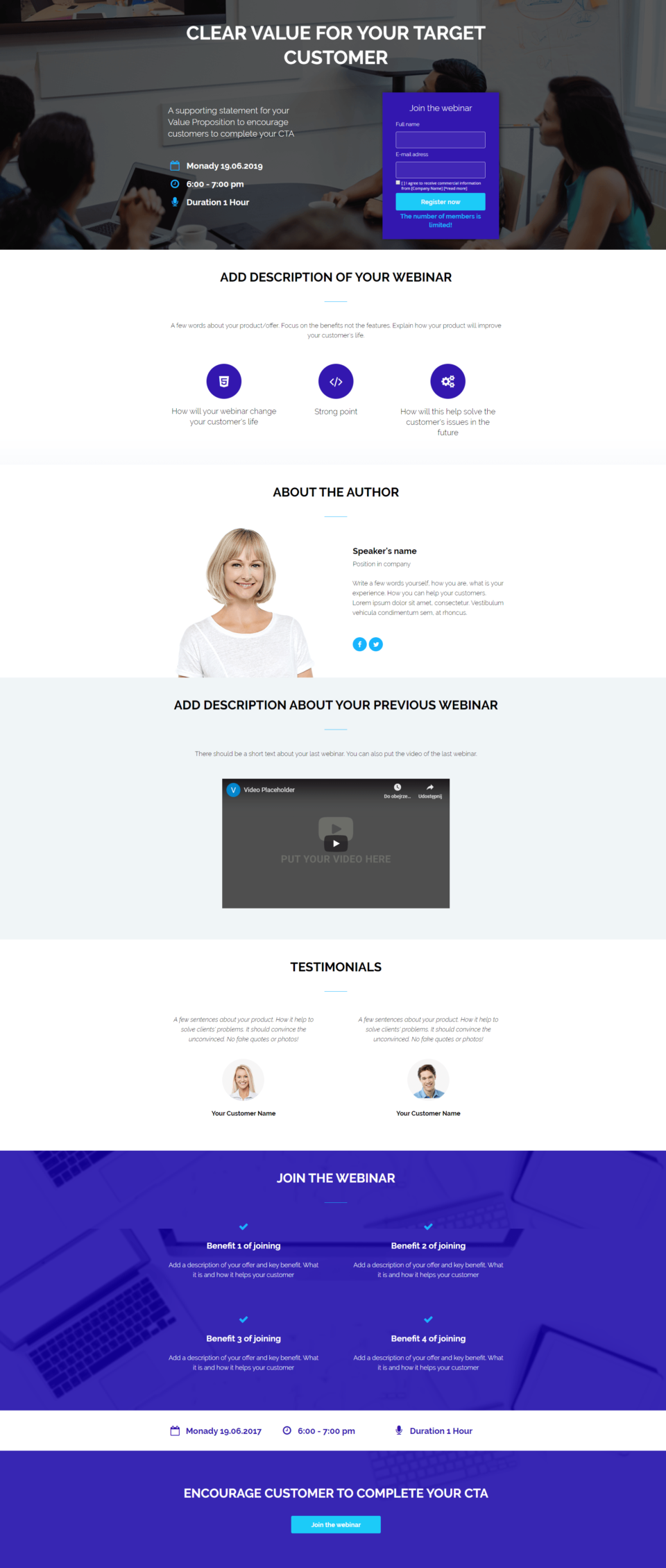 Landing page template