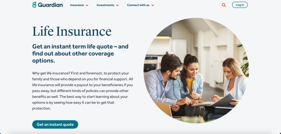 LIfe insurance landing page by Guardialinfe