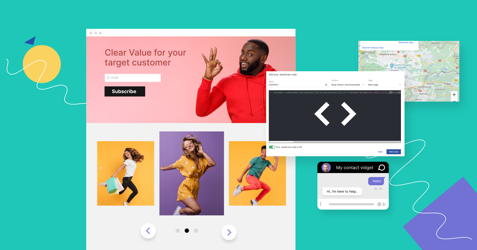 Cover — additional effects and external widgets on landing pages